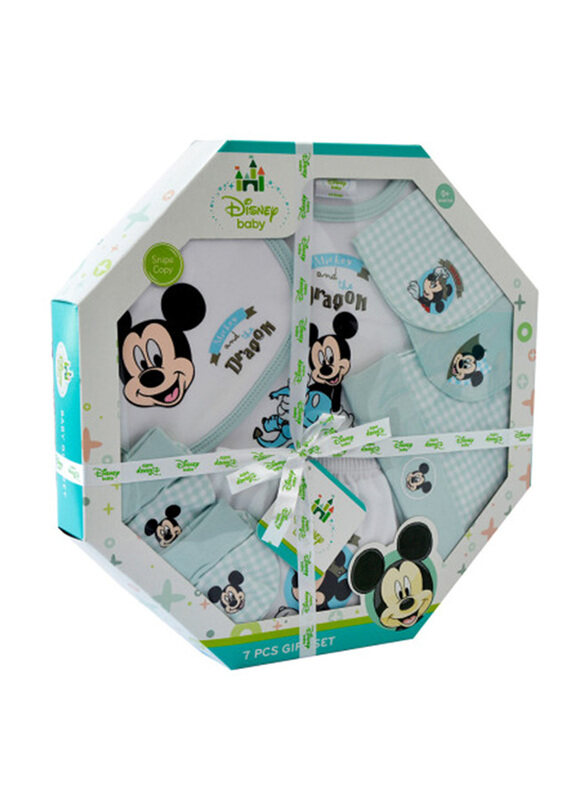 

Disney 7-Piece Octagon Baby Gift Set, White/Teal