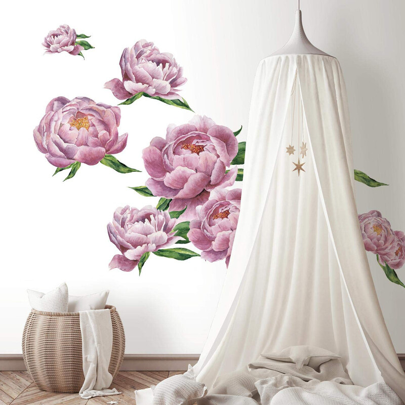 

Roommates Large Peony Peel & Stick Giant Wall Decals, Pink/Green