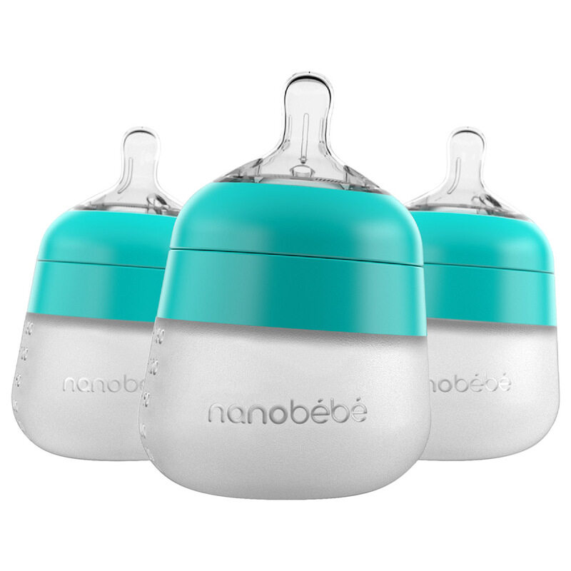 

Nanobebe Flexy Silicone Baby Bottle, 3 x 150ml, Blue