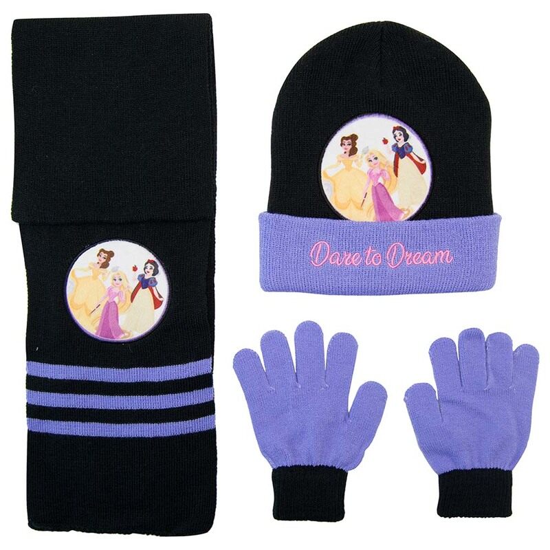 

Disney Princess Winter Beanie, Gloves & Scarf, Black