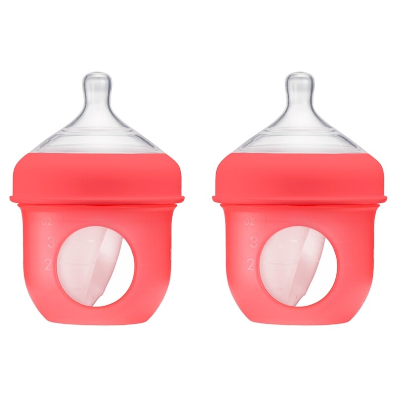 

Boon Nursh Silicone Bottle Set, 4oz, 2 Pieces, Coral
