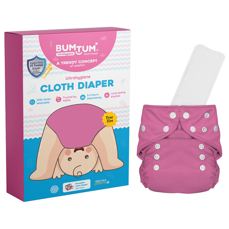 

Bumtum Baby Cloth Diaper, One Size, Pink