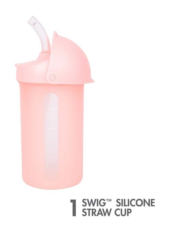 Boon Swig Silicone Straw Bottle 10oz, Pink