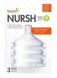 Boon Nursh Nipples Medium 3m+ Pack of 3, Clear