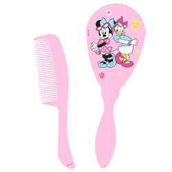 Disney Minnie Mouse Baby Hair Comb and Brush Set For Girls, Pink