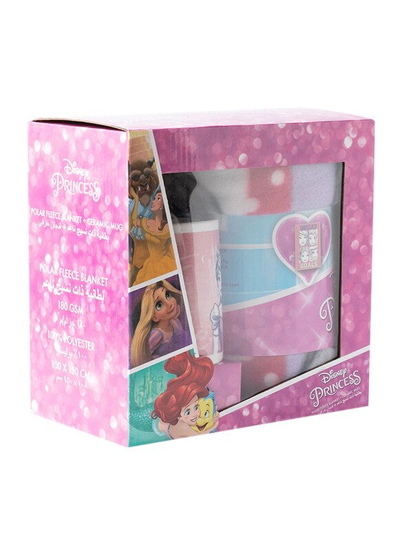 

Disney Princess Polar Fleece Blanket with Mug Gift Set, 2 Pieces, Multicolor