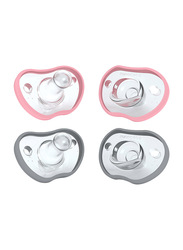 Nanobebe Flexy Pacifier for 3 Months+, 4 Pieces, Pink/Grey
