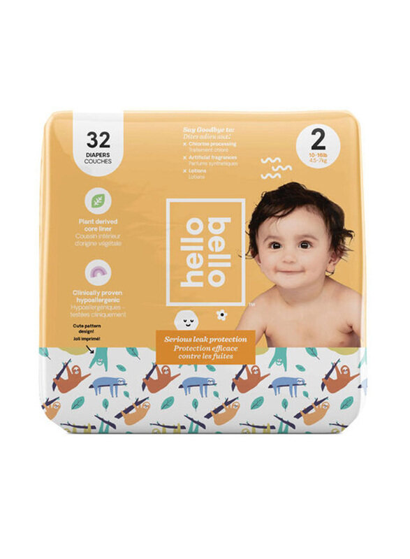 

Hello Bello Sleepy Sloth Jumbo Diapers, Size 2, 4.5-7 kg, 32 Count