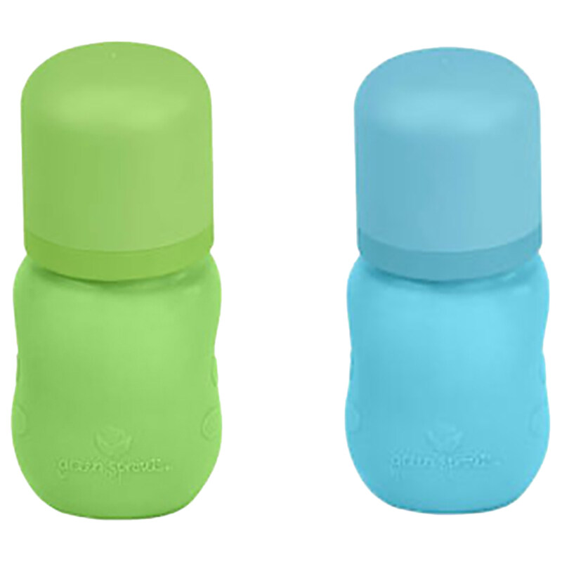 

Green Sprouts Baby Bottle with Silicone Cover, 5oz, 2 Pieces, Blue/Green
