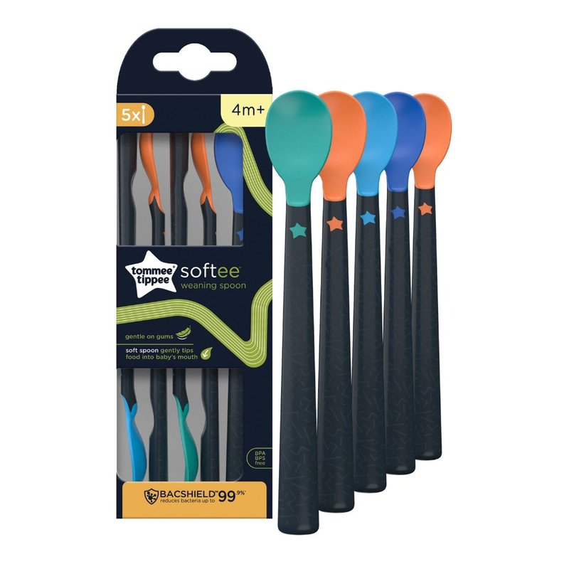 Tommee Tippee Softee Weaning Spoon, Pack of 5, Multicolour