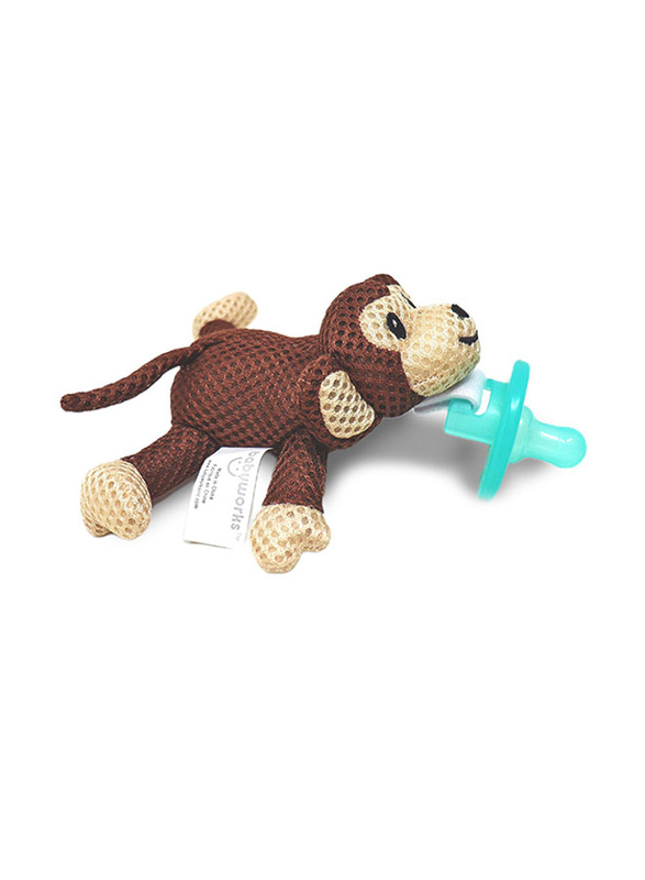 Baby Works Moe Monkey Pacifier with Pacifier, Brown