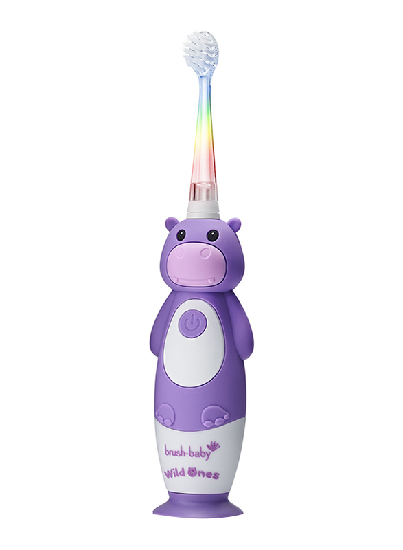Brush Baby New Wildone Hippo Rechargeable Toothbrush, 3 Pieces, Lavender