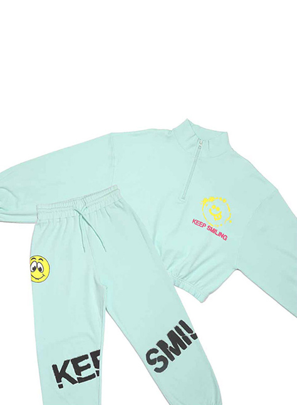 Aiko Sweat Top & Joggers Set for Girls, 2 Pieces, 9-10 Years, Teal