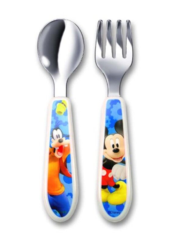 

The First Years Disney Mickey Mouse Easy Grasp Fork and Spoon, White/Silver