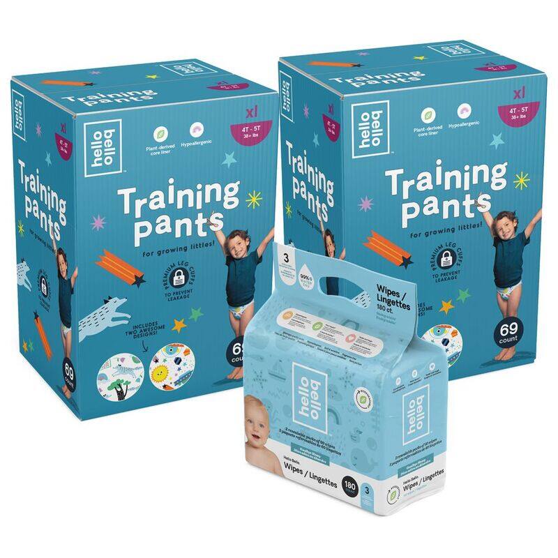 

Hello Bello Training Pants Twin Box with Baby Wipes Space Traveller, 4T-5T/XL, 69 Count