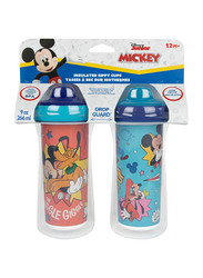 The First Years Mickey Insulated Sippy Feeding Cup, 2 Pieces, 266ml, Multicolour