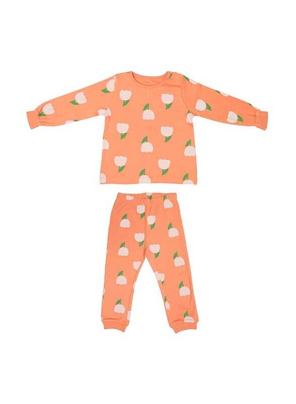 

Aiko 2-Piece Kids Cute Print T-Shirt & Pyjama for Kids, 9-10 Years, Orange/White
