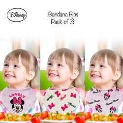 Disney Minnie Mouse Bandana Baby Bibs, 3 Piece, Multicolour