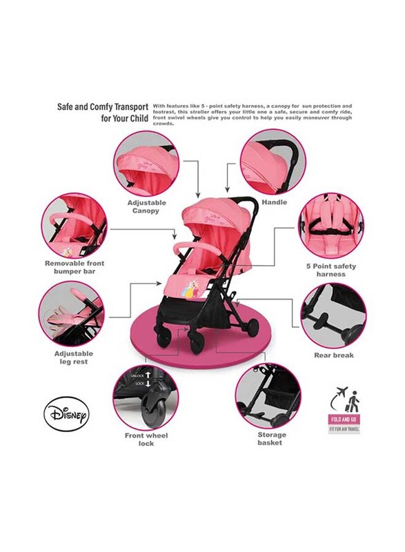 Disney Princess Baby Stroller, Pink/Black