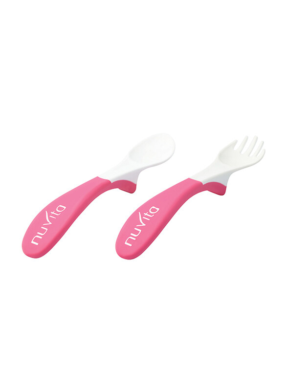 

Nuvita Set Easy Eating Plastic Spoon And Fork, Pink