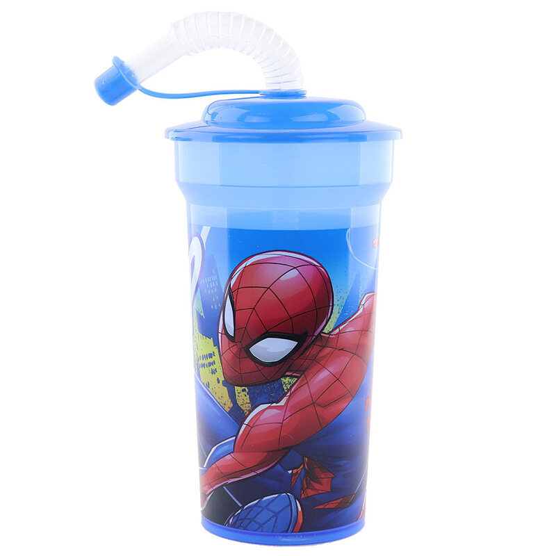 

Marvel Spiderman Print Cup with Straw & Lid, 400ml, Blue