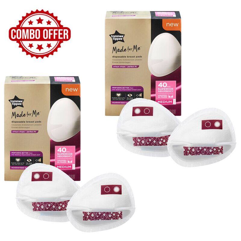 

Tommee Tippee Made for Me Disposable Breast Pads, 2 x 40 Pieces, Medium, White
