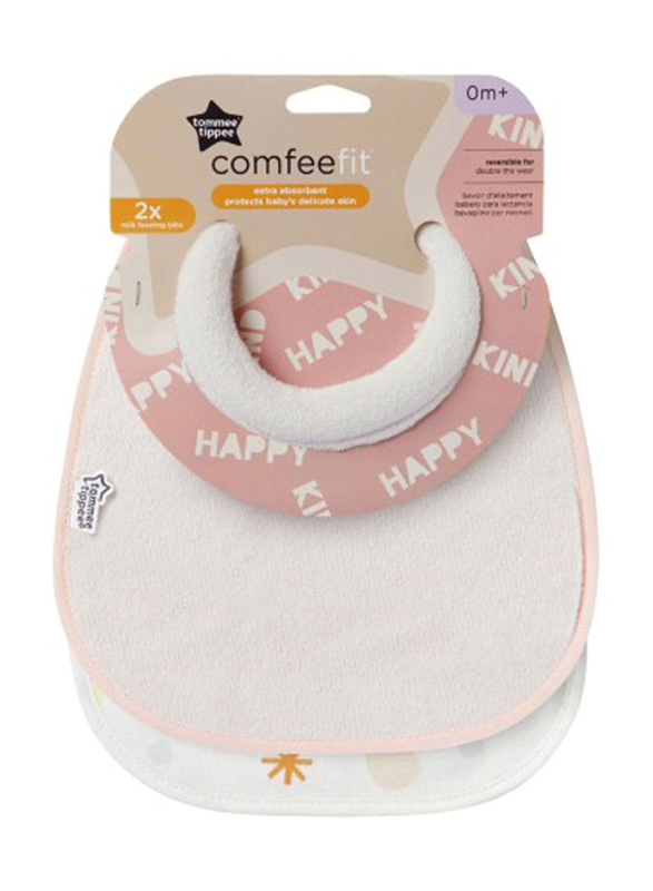Tommee Tippee Closer to Nature Milk Feeding Bibs, Pack of 2, Green/Pink