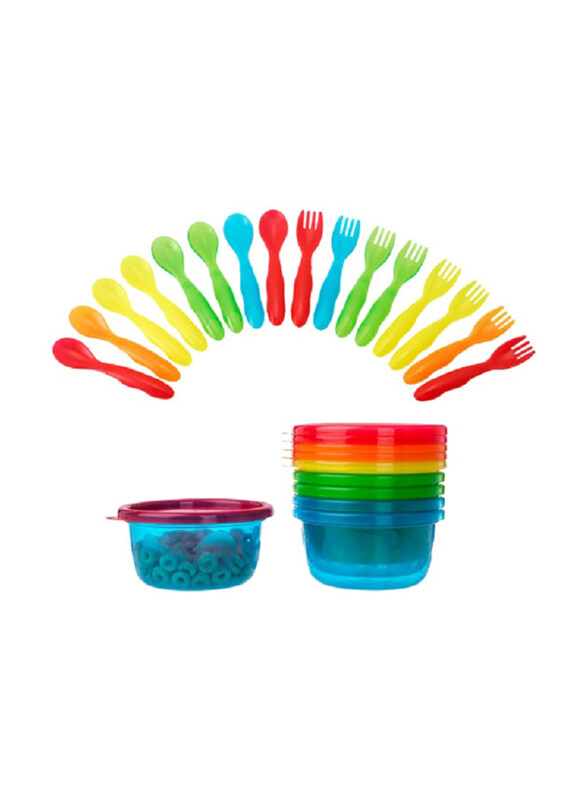 

The First Years Take & Toss Bowls Set With Lids & Flatware, Multicolour