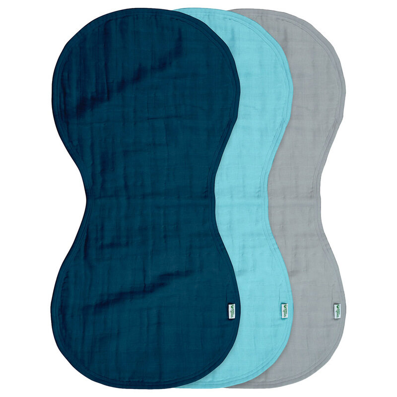 

Green Sprouts 3 Piece Muslin Burp Organic Cotton, Blue