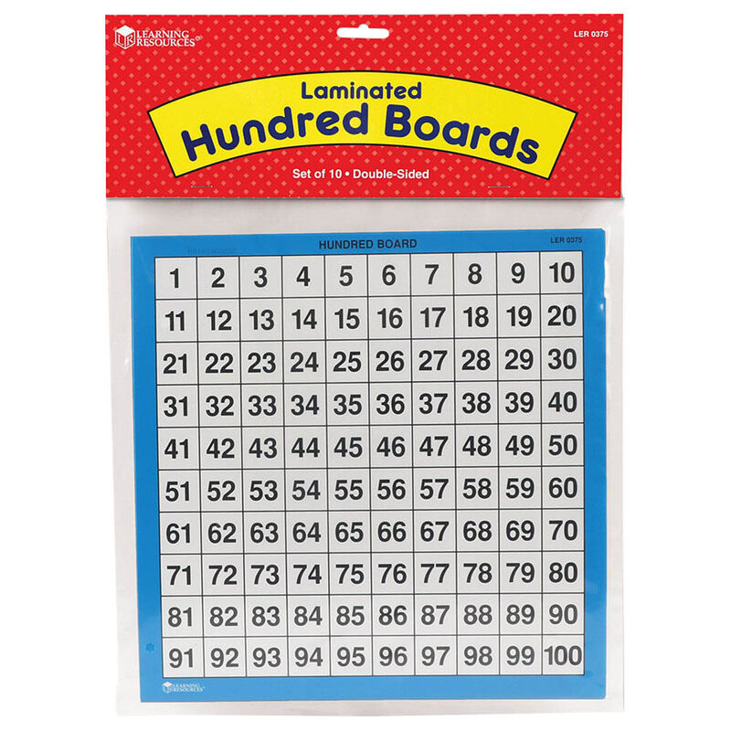 

Learning Resources Laminated Hundreds Boards Set, 10 Pieces, Ages 5+