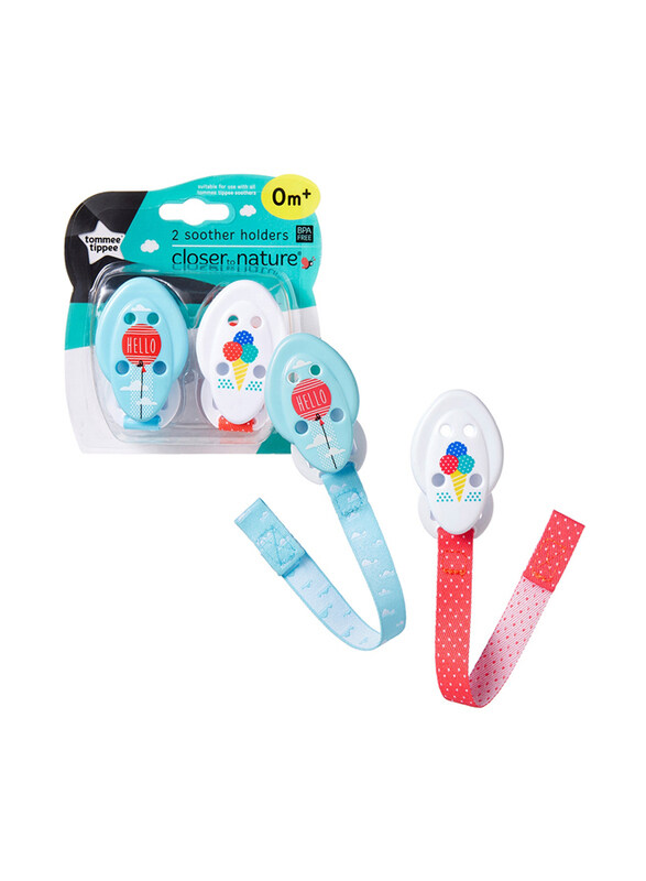 

Tommee Tippee Closer to Nature Soother Holders 2 Pieces, 0+ Months, Blue/Red