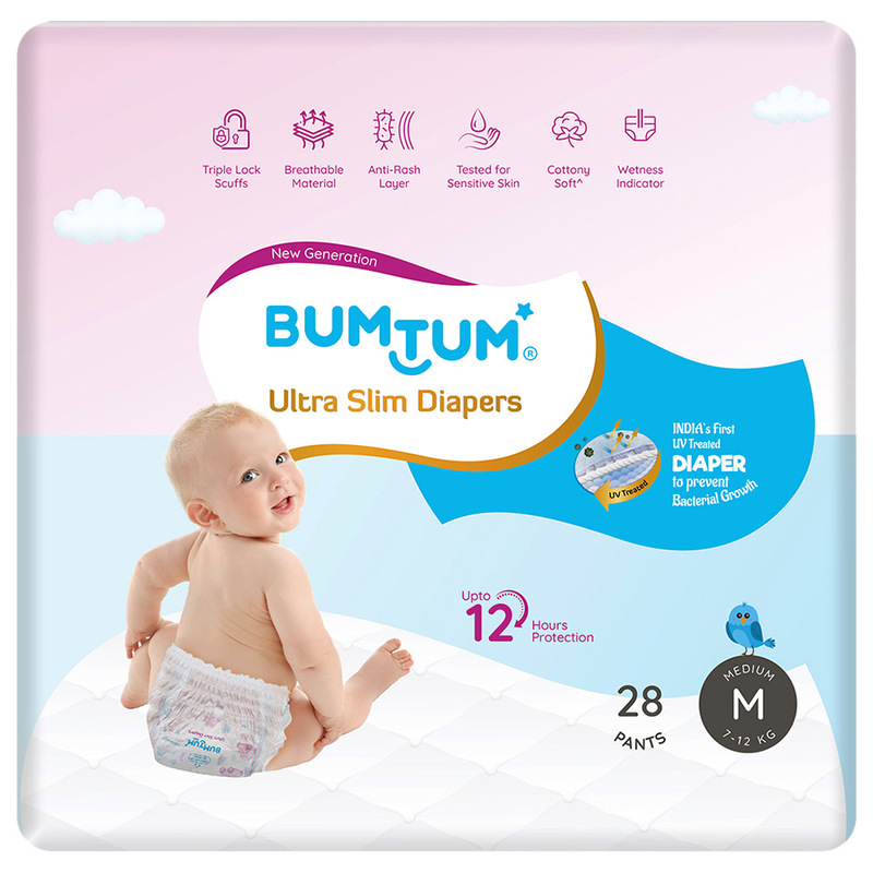 Bumtum Ultra slim Baby Pant Style Diapers, M, 25 Count