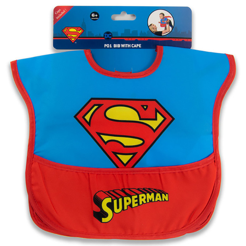 Warner Bros. Superman Baby Bib with Cape, Red/Blue