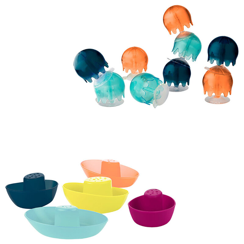 

Boon 14-Piece Set Fleet Stacking Boats & Jellies Suction Cup Bath Toys for Kids, Multicolour