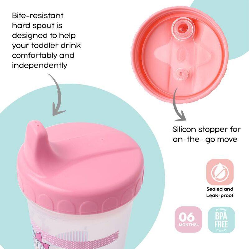 Disney Baby Sippy Cup, 2 Piece, 300ml, Pink/Yellow