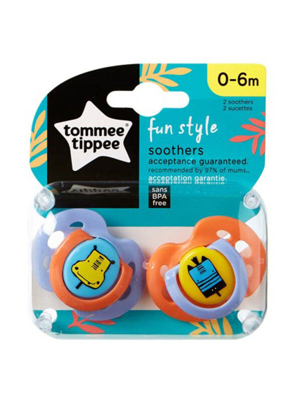 

Tommee Tippee Fun Style Hippo Zebra Soother, 2-Piece, Multicolour