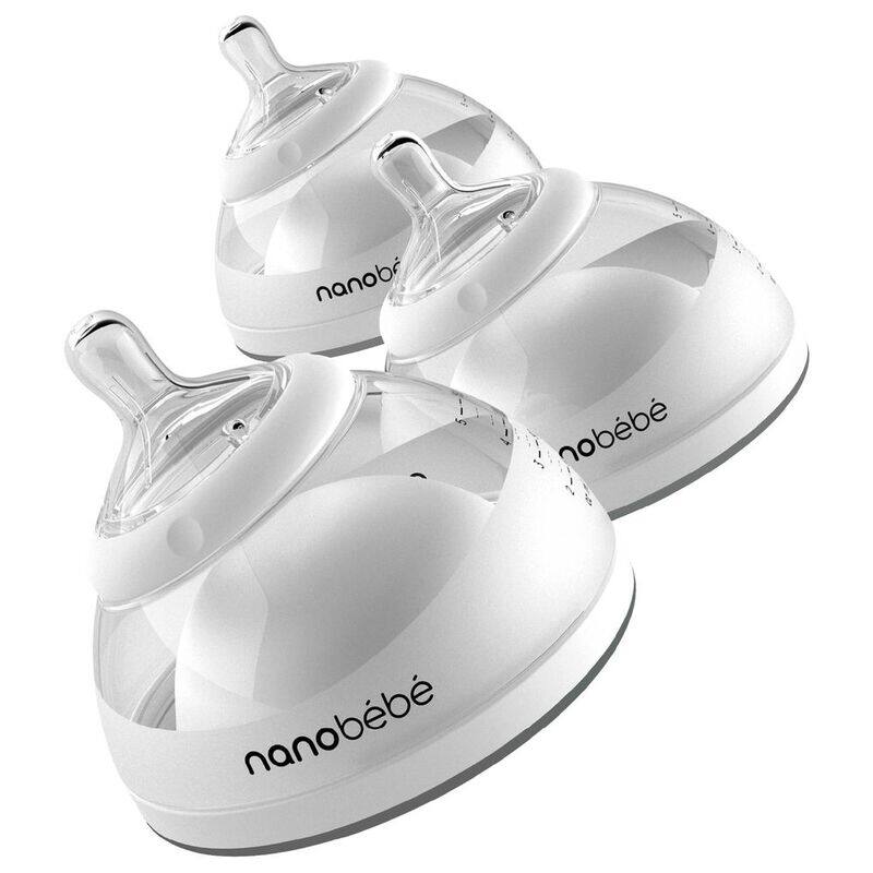 

Nanobebe Breast milk Bottle Set, 150ml, 3 Pieces, White/Grey