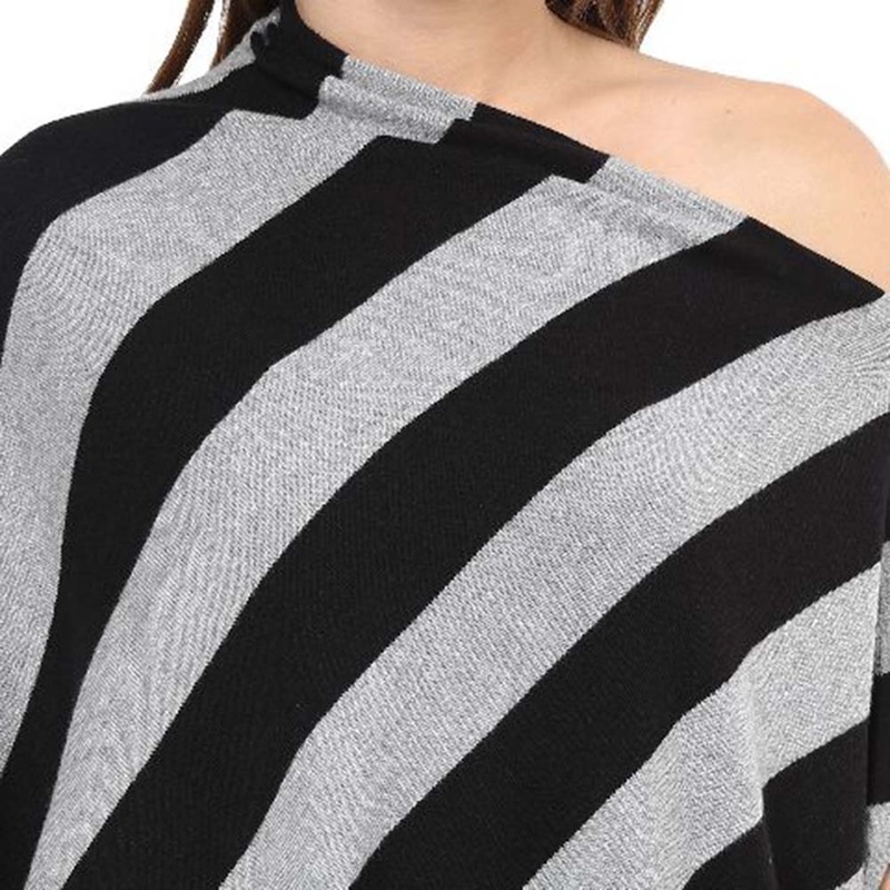 Pluchi Knitted Hannah Fashion Maternity Poncho for Women, Black/Grey