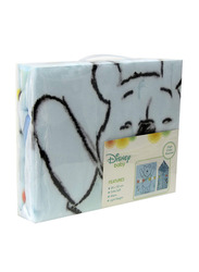 Disney Winnie the Pooh 2 Ply Blankets with Feeding Cushion for Baby's, Blue/White