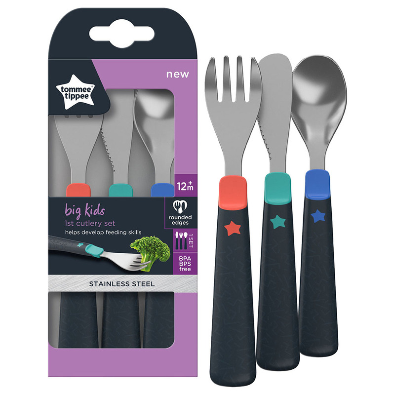 Tommee Tippee Big Kids First Cutlery Set, 3 Pieces, 2+ Years, Multicolour