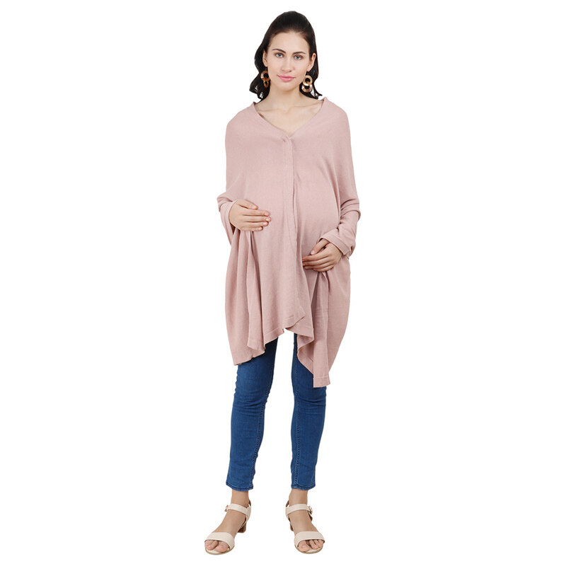 

Pluchi Knitted Nursing Frida Poncho, Pale Pink