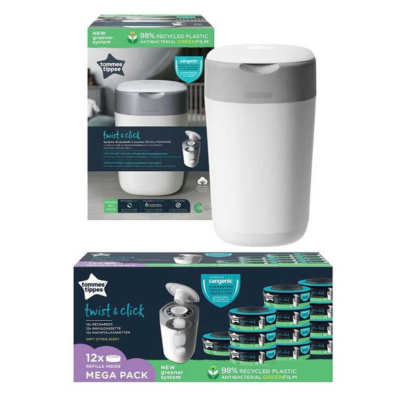 

Tommee Tippee Twist & Click Nappy Disposal Sangenic Bin, 12 Piece , White