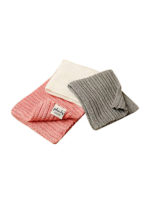 

Pluchi Knitted Wash Cloth, 3 Pieces, Blossom Combo