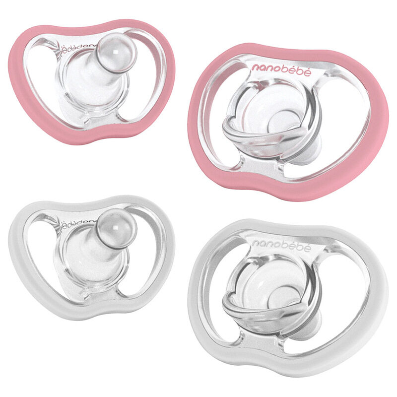 

Nanobebe Baby Active Pacifiers, 4 Pieces, Pink/White