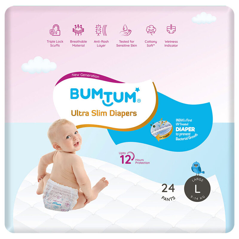 

Bumtum Ultra slim Baby Pant Style Diapers, L, 24 Count