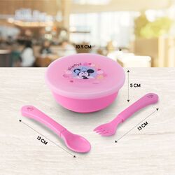 Disney Minnie Mouse Baby Feeding Bowl, Fork & Spoon Set Pink