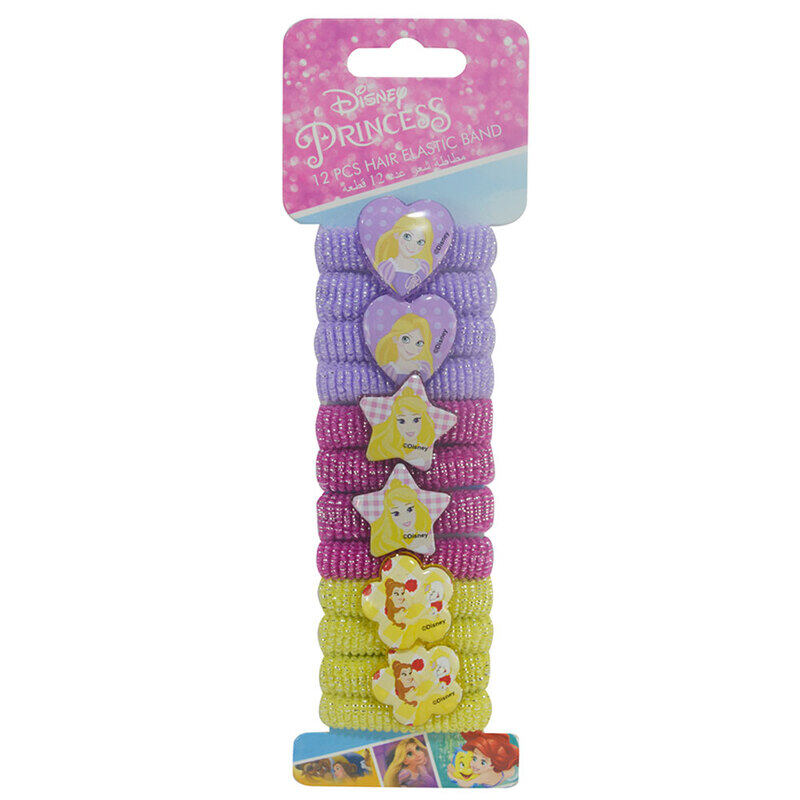 

Disney Princess Elastic Hair Bands For Girls, 12 Pieces, Multicolour