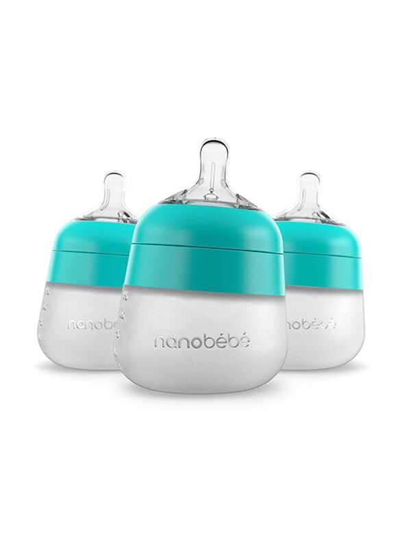 

Nanobebe 3-Piece Silicone Bottle, 150ml, Teal