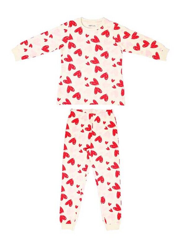 

Aiko Girls Heart Print T-Shirt & Pyjama Set, 12-18 Months, Pink