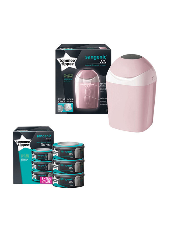 

Tommee Tippee Sangenic TEC Nappy Disposal Pink + Cassette, 4 Pieces, Multicolour